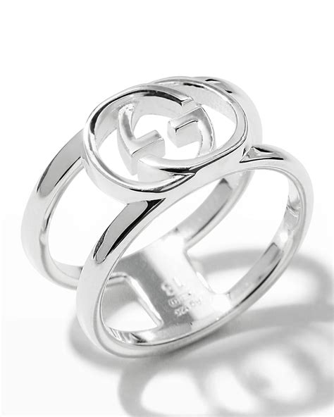 gucci sterling silver 9mm interlocking g open band ring|gucci heart ring for sale.